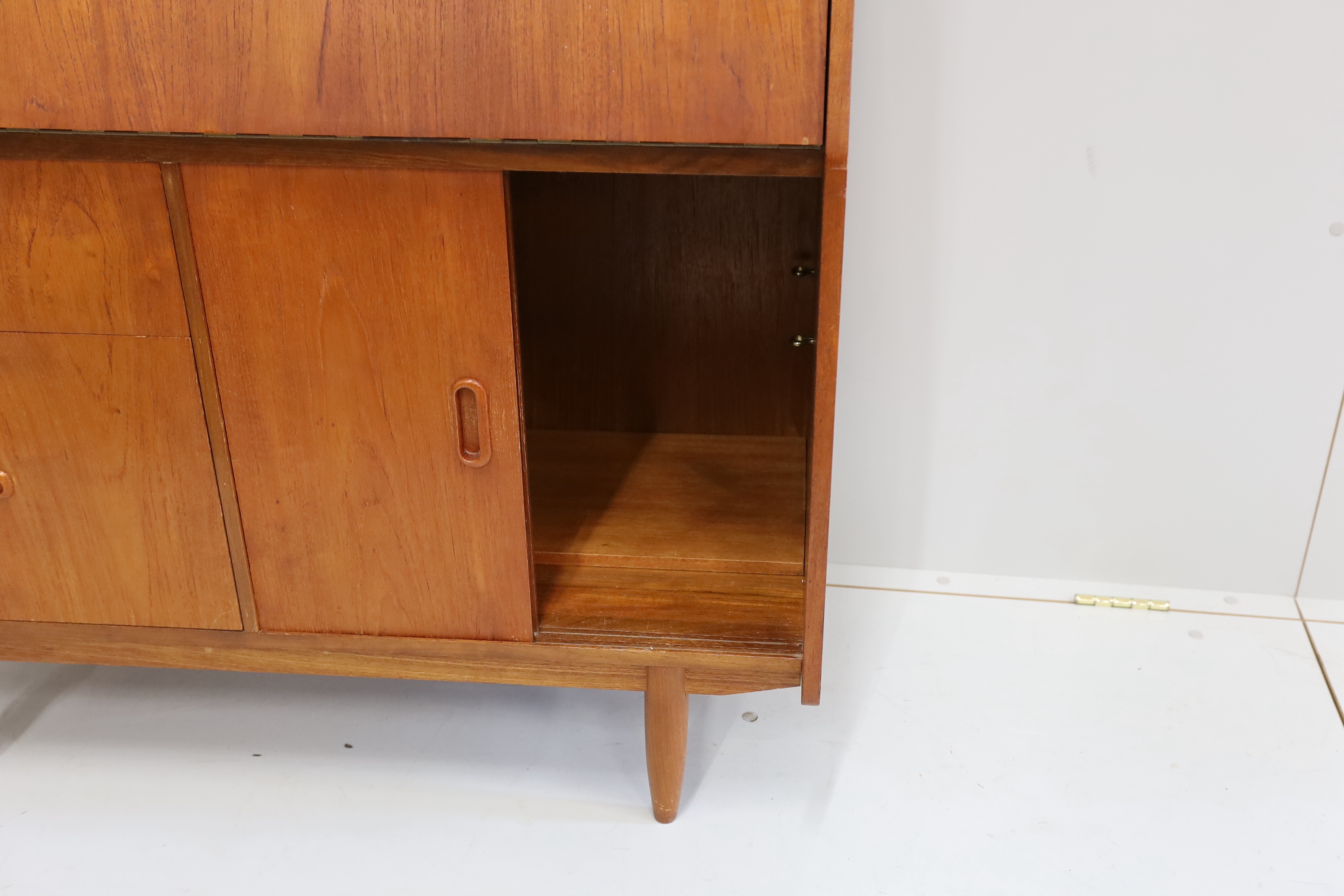 A mid century teak bureau, width 99cm, depth 41cm, height 104cm